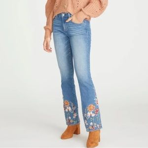 Driftwood Stella Straight Leg Embroidered High waisted Jeans Size 25